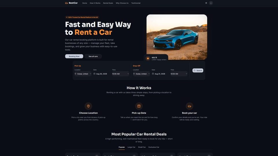BestCar rental platform homepage