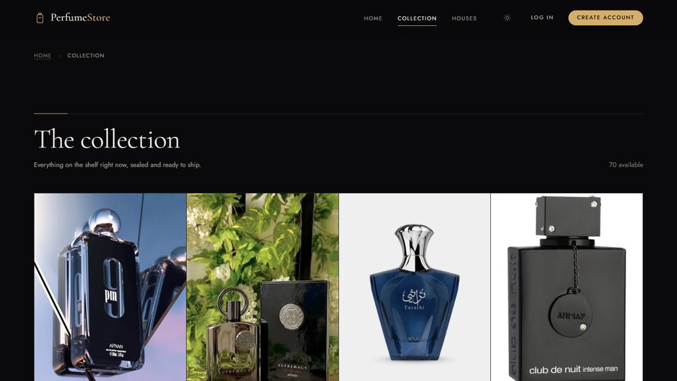 PerfumeStore collection page storefront
